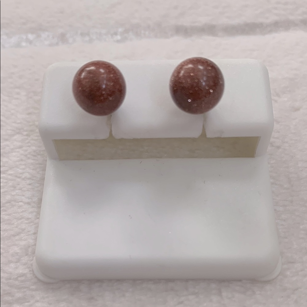Shimmery Brown Dome Stud Earrings